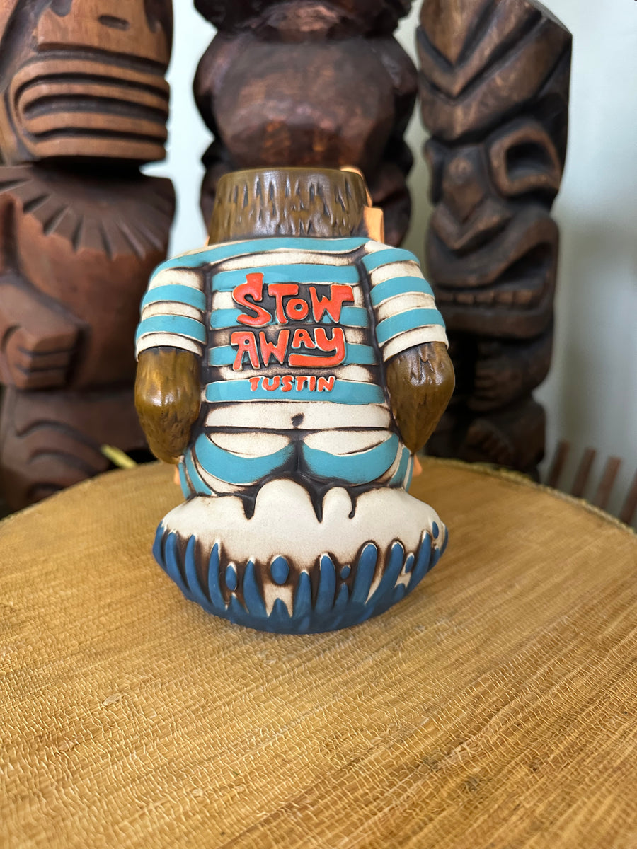 Surfin Monkey Tiki Mug- Blue Stripes – BigToe Art