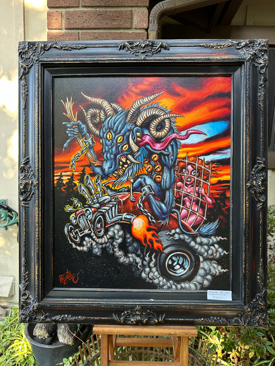 KrampusNacht Original Acrylic Painting in Custom Frame – BigToe Art