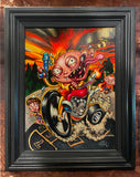 Stewie Big Wheel Original Acrylic Painting in Custom Frame