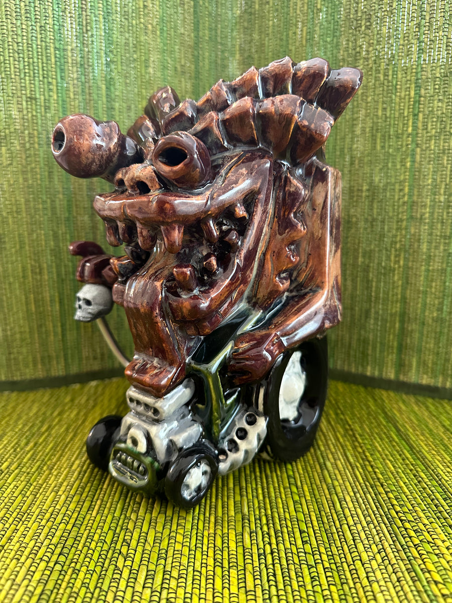 Tiki Fink Deluxe tiki mug: Green with Black Tires – BigToe Art