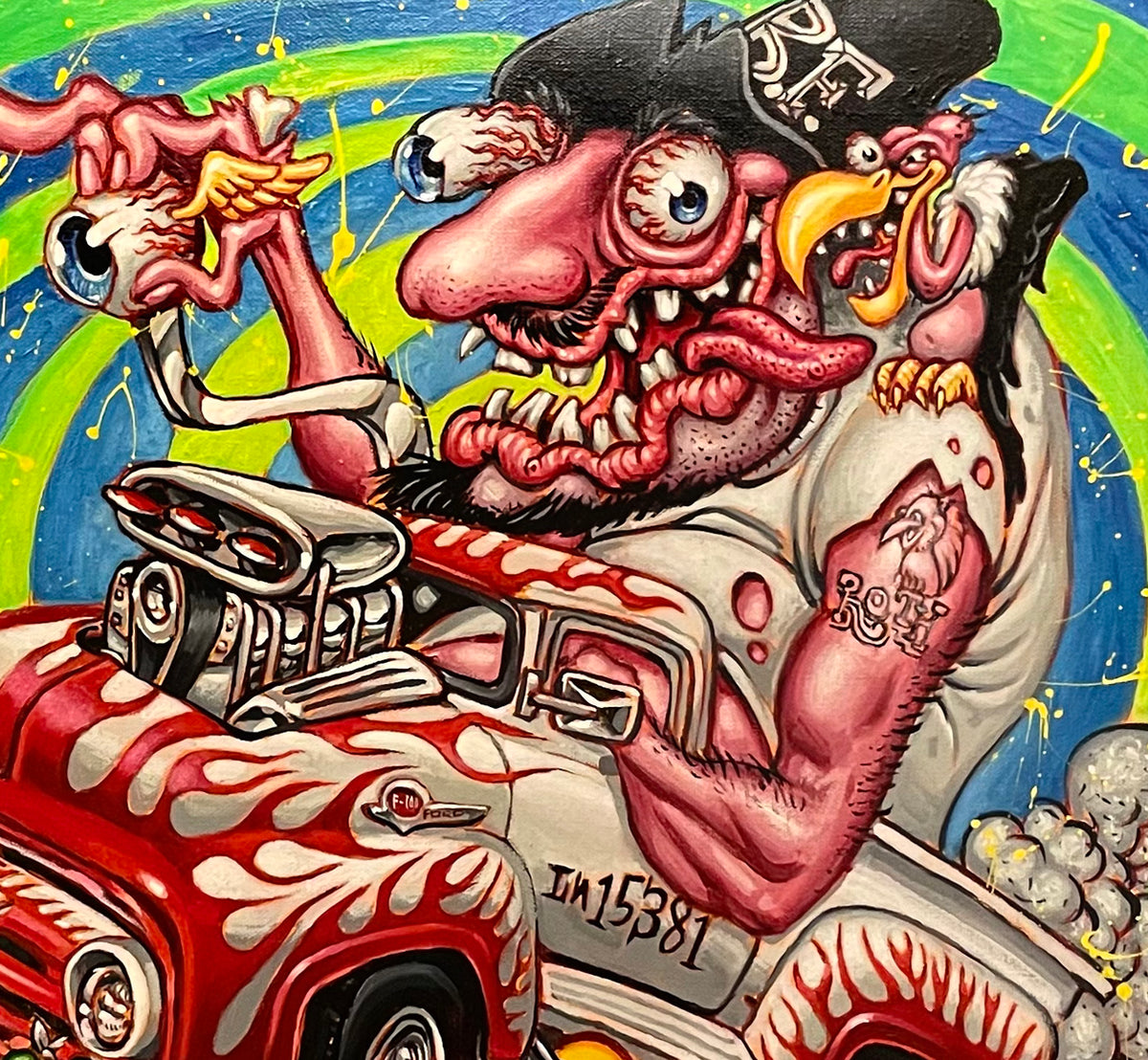 Boss Fink Original Acrylic Painting in Custom Frame, image size:1200x1108