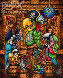 Parrots of the Caribbean Small Framed CANVAS Art Print