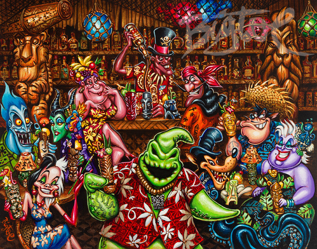 Trader Oogies Tiki Room FRAMED CANVAS Art Print – BigToe Art