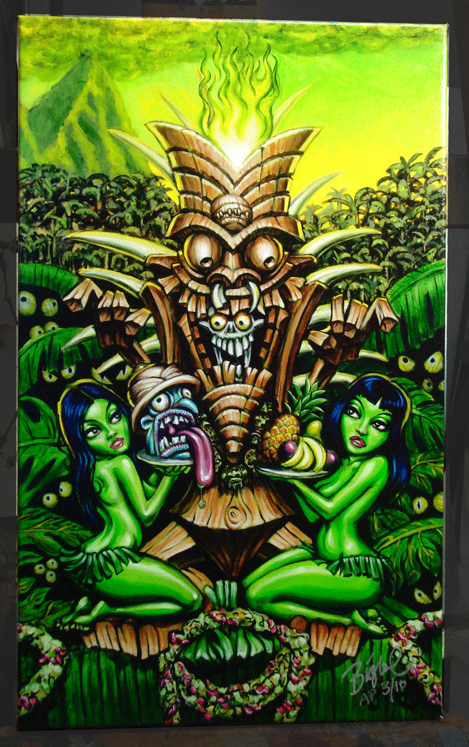 Zombie Tiki Deluxe Archival CANVAS Art Print - Select Size