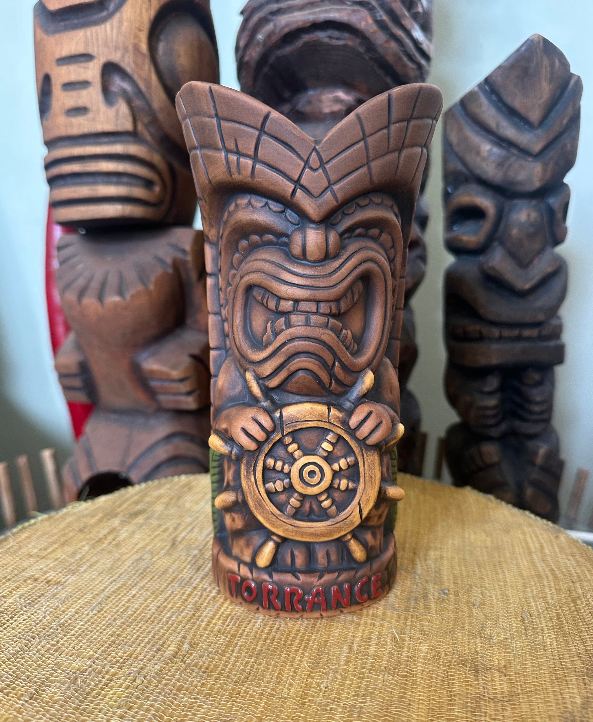 Surfin Monkey Tiki Mug- Blue Stripes – BigToe Art