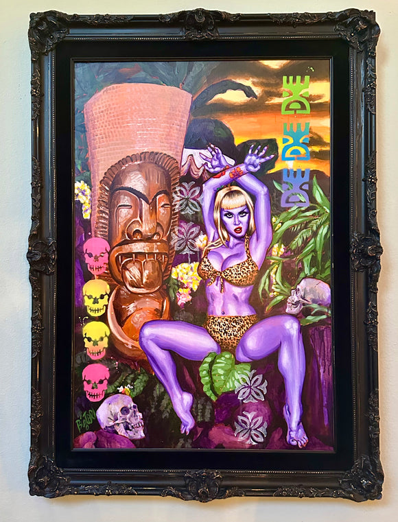 Concrete Blonde Original Acrylic Painting in Refinished Frame