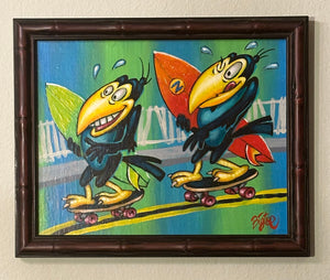 Dogtown Magpies Original Acrylic Painting
