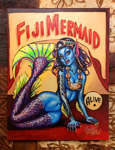 Fiji Mermaid Archvial CANVAS Art Print - Select Size