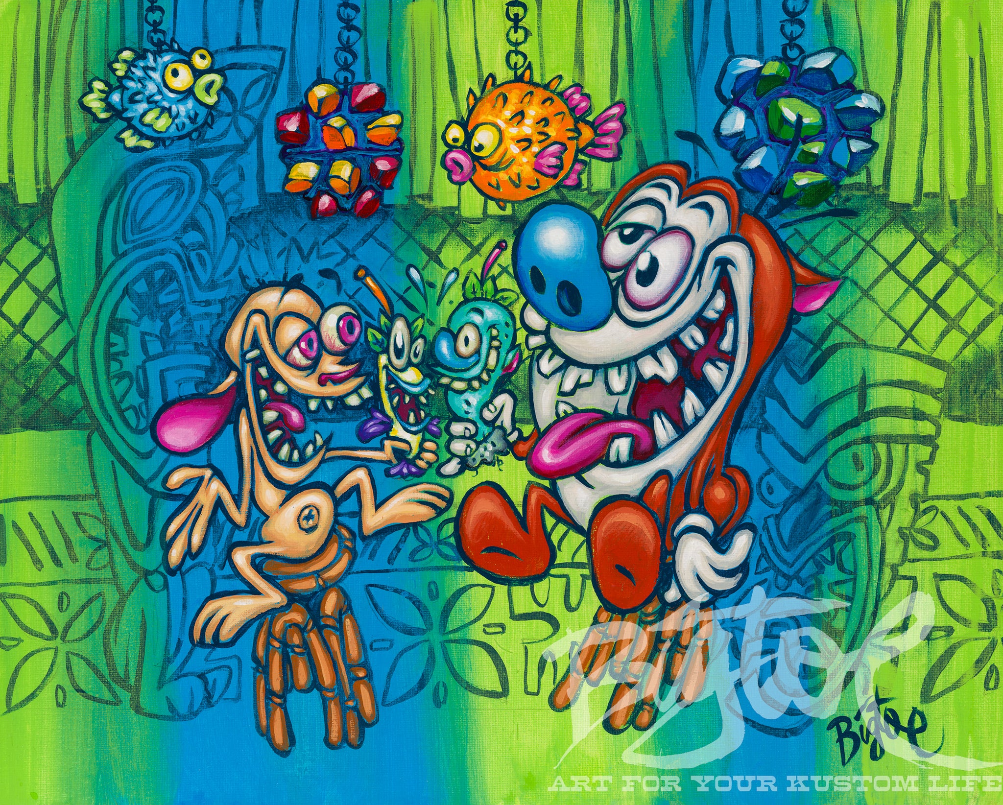 Happy Happy Joy Joy FRAMED CANVAS Art Print – BigToe Art