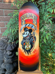 Never Grow Up Original Acrylic Painting on vintage Skateboard