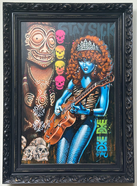 Poison Paradise Original Acrylic Painting in Refinished Frame