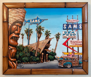 Sixites Sams Original Acrylic Painting in Custom Bamboo Frame-SOLD