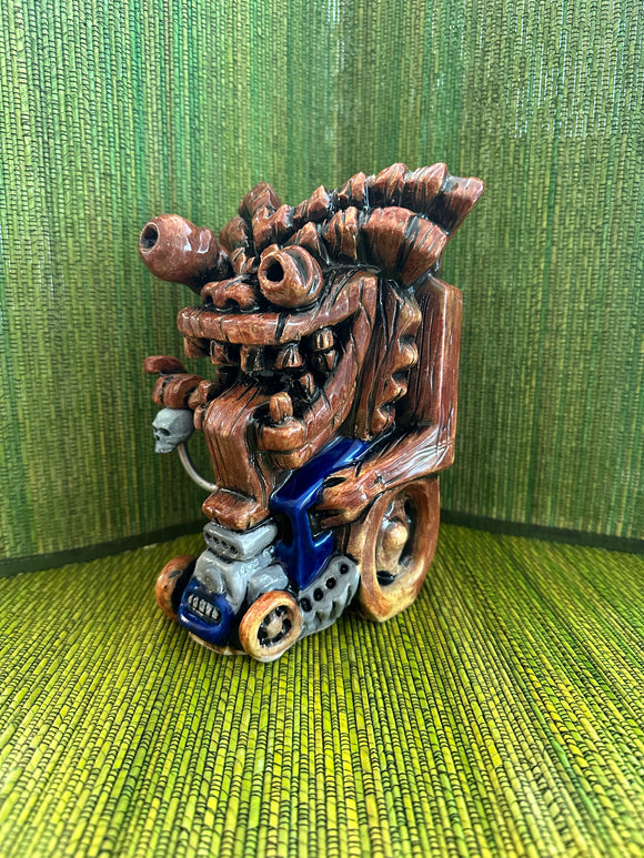 Tiki Fink Deluxe tiki mug: Green with Brown Tires