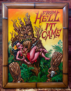 SOLD - From Hell Original Acrylic Painting in Custom Bamboo Frame