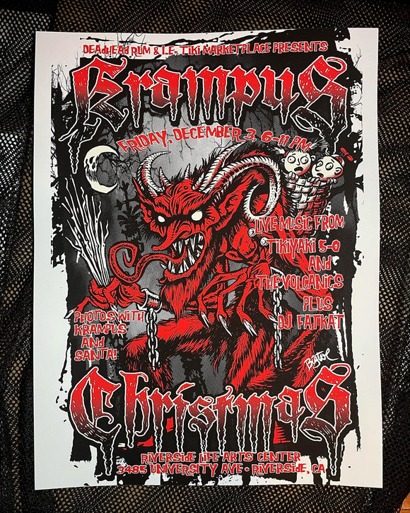 Krampus Christmas Screenprint Poster
