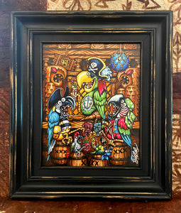 Parrots of the Caribbean Medium Framed CANVAS Art Print