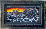 SOLD-Steamboat Cthulhu Original Acrylic Painting in Custom Frame