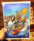 Surfin Dodo Bird Archival PAPER Art Print - Select Size