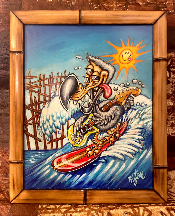 Surfin Dodo Bird Original Acrylic Painting