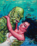 The Shape of Water Archival Canvas Art Print in Custom Vintage Frame