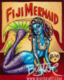 Fiji Mermaid Archvial CANVAS Art Print - Select Size