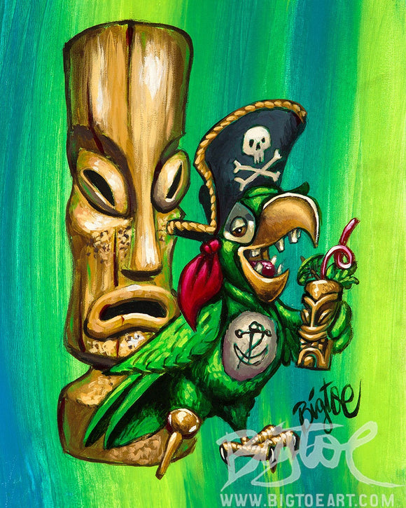 Party Pirate Parrot Archival PAPER Art Print - Select Size