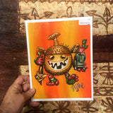 Fugu Topped Party Kakamora Archival PAPER Art Print - Select Size